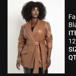 NWT Eloquii Faux Leather Belted Blazer size 24